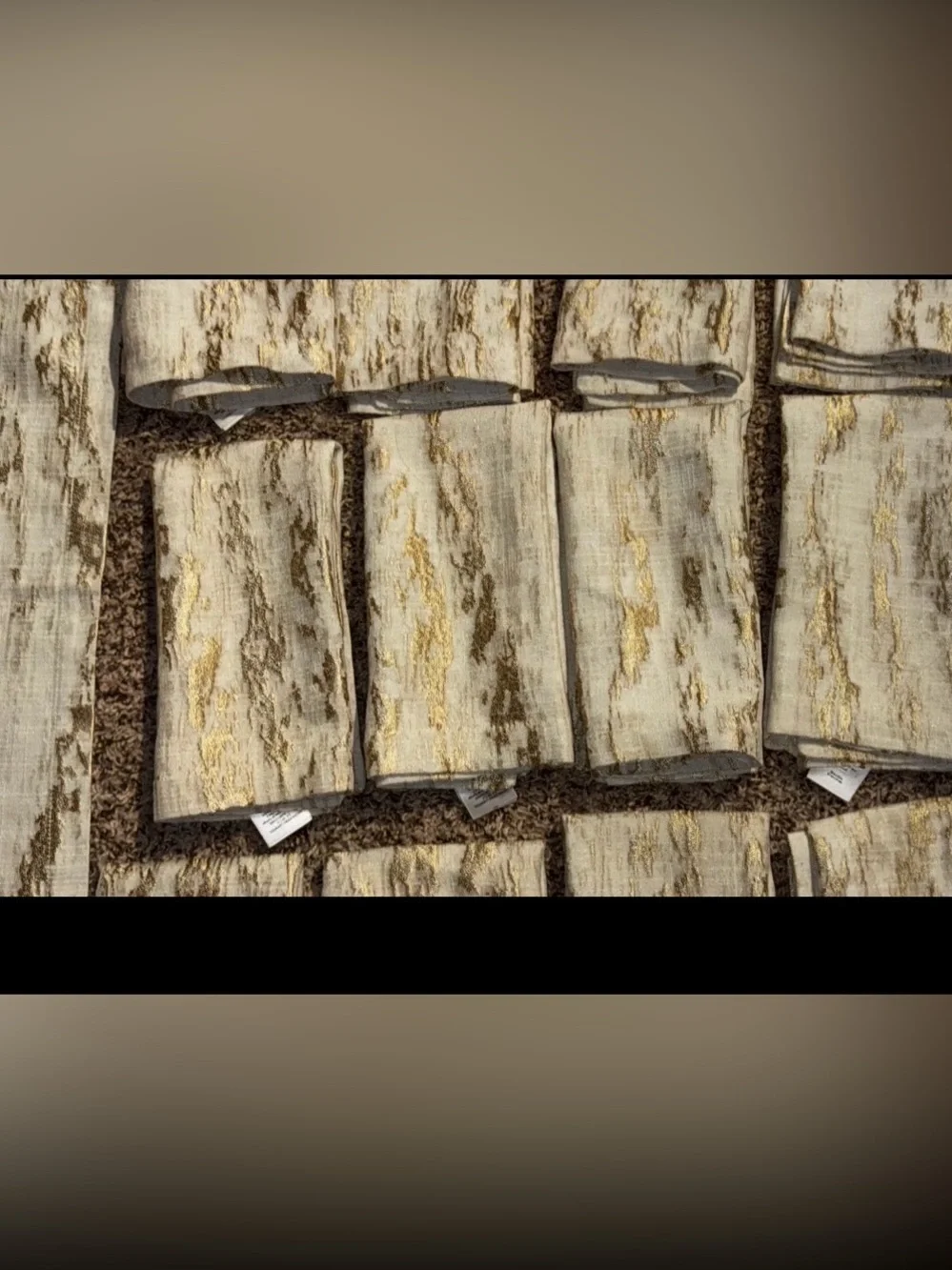 11 West Elm linen napkins gold metallic accent